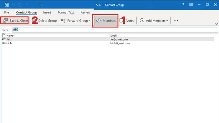 Rà soát lại địa chỉ email trong nhóm