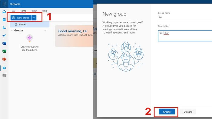 Hướng dẫn tạo nhóm email trên Outlook web