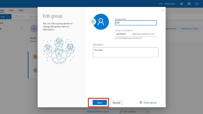 Thiết lập nhóm email trên nền tảng Outlook web