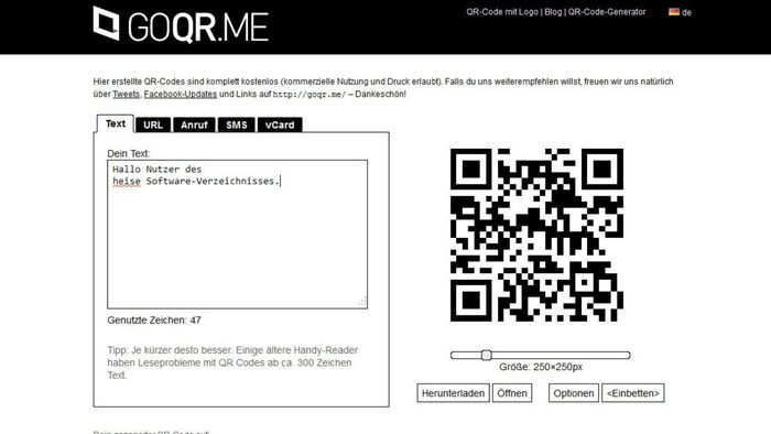 Công cụ tạo mã QR GoQR.me