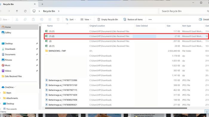 Cách lấy lại file Excel đã xóa