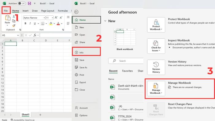 Phục hồi file Excel chưa được lưu
