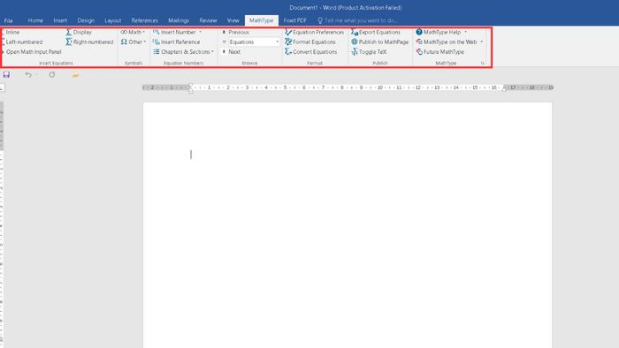 Kiểm tra tích hợp Add-in MathType trong Word