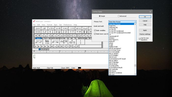 Kiểm tra và điều chỉnh font chữ trong MathType