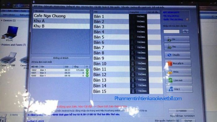 Vietbill - phần mềm tính tiền bida với giao diện tối giản