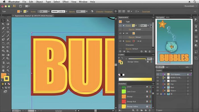Kiểm soát hiệu ứng 3D thông qua bảng Appearance