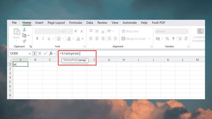 Công thức sử dụng hàm TRANSPOSE trong Excel