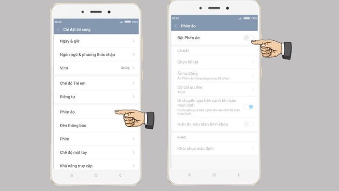 Hướng dẫn sử dụng phím ảo - bước 2