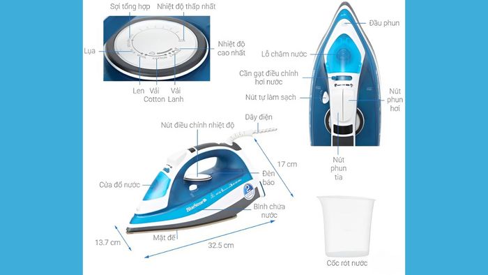 Khám phá cấu tạo của bàn ủi hơi nước Bluestone