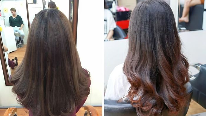 Tóc xoăn đuôi bồng bềnh, tạo hiệu ứng phồng tự nhiên.
