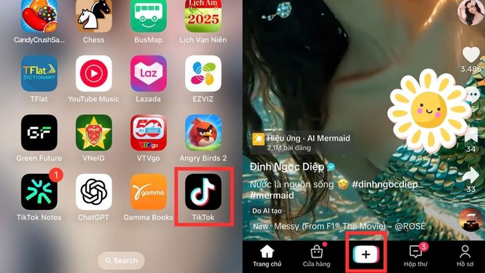 Bạn mở ứng dụng TikTok trên điện thoại của mình