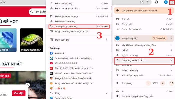 Hướng dẫn tùy chỉnh bookmark đã ghim trên Chrome phần 1