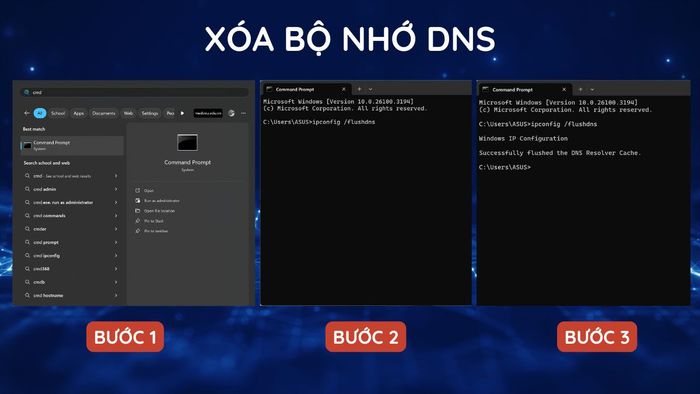 Xóa bộ nhớ DNS để giải quyết lỗi