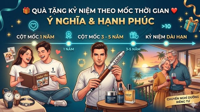 Quà tặng kỷ niệm yêu nhau theo từng cột mốc thời gian