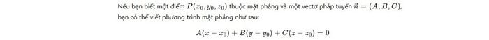 Phương trình tổng quát của mặt phẳng