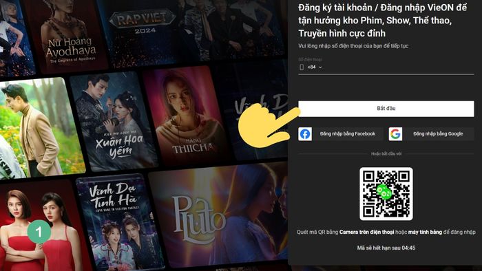 Hướng dẫn đăng ký gói VIP VieON trên máy tính - Bước 1