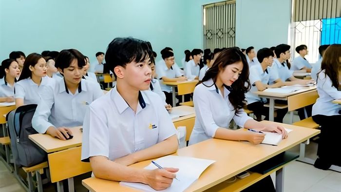 Ảnh lớp học cấp 3 với không khí hạnh phúc