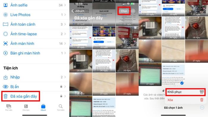 Cách khôi phục ảnh đã xoá trên iPhone từ mục Ảnh
