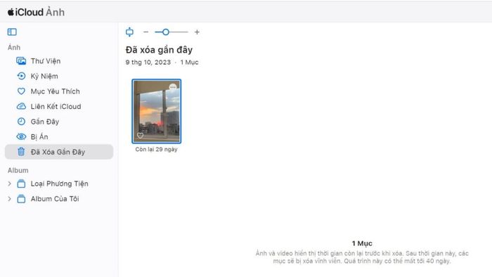 Bước 3 trong quy trình khôi phục ảnh đã xóa trên iPhone bằng iCloud
