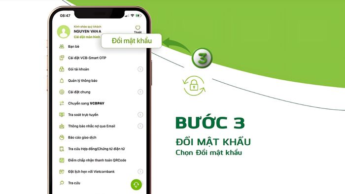 Hướng dẫn đổi mật khẩu Vietcombank bước 3