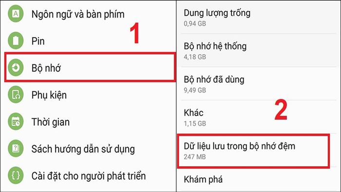 Cách xóa bộ nhớ đệm trên điện thoại Android – bước 2