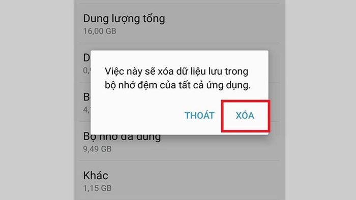 Cách xóa bộ nhớ đệm điện thoại Android – bước 3
