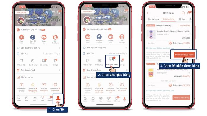 Hướng dẫn đánh giá shipper trên Shopee cách 1