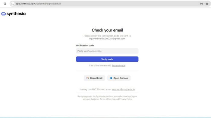 Hướng dẫn đăng ký tài khoản Synthesia AI bước 3