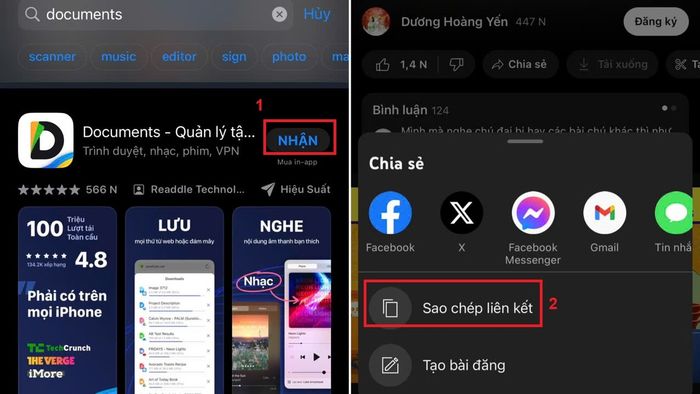 Hướng dẫn tải video trên iPhone qua Documents by Readdle - bước 2