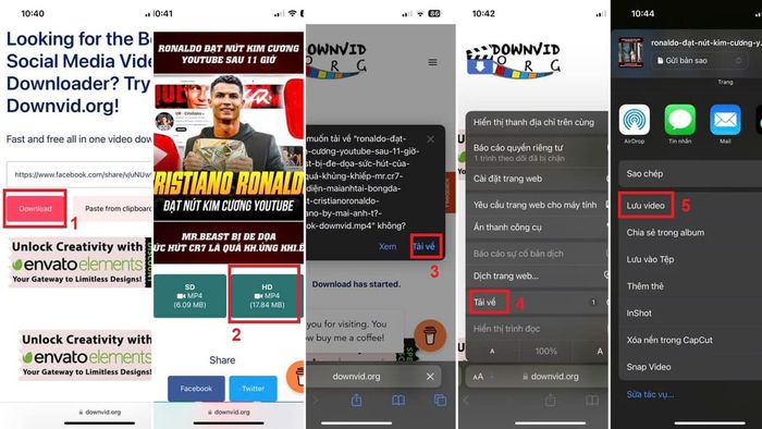 Hướng dẫn tải video trên iPhone qua DownVid