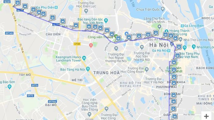 Cập nhật bản đồ các tuyến xe bus Hà Nội mới nhất