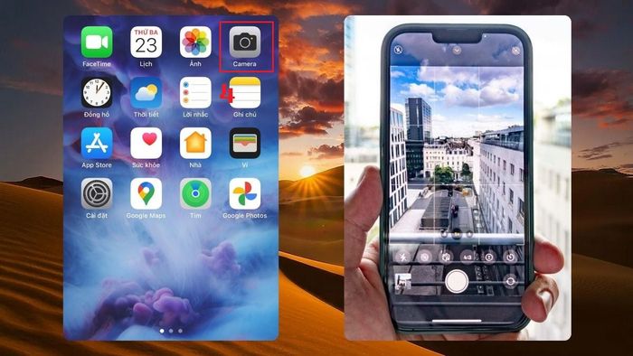 Hướng dẫn cách bật lưới camera iPhone - Bước 3