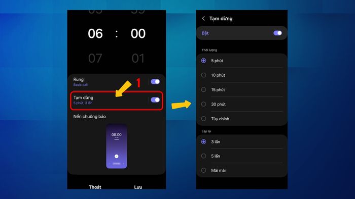 Cách thay đổi thời gian lặp lại báo thức trên điện thoại Samsung