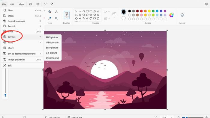 Hướng dẫn đổi đuôi ảnh bằng Microsoft Paint bước 2