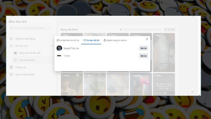Hướng dẫn bật lại tin story trên Messenger từ máy tính – bước 3
