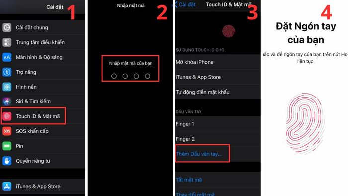 hướng dẫn cài mật khẩu iPhone qua Touch ID