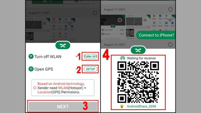 Bước 2 trong quá trình chuyển ảnh từ Android sang iPhone bằng ứng dụng Xender