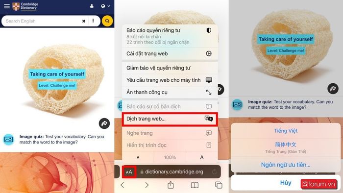 Hướng dẫn dịch trang web trên Safari iPhone