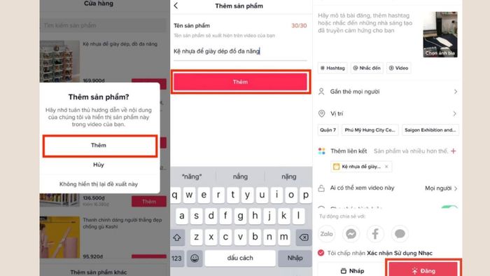 Hướng dẫn thêm link sản phẩm vào video TikTok, bước 3