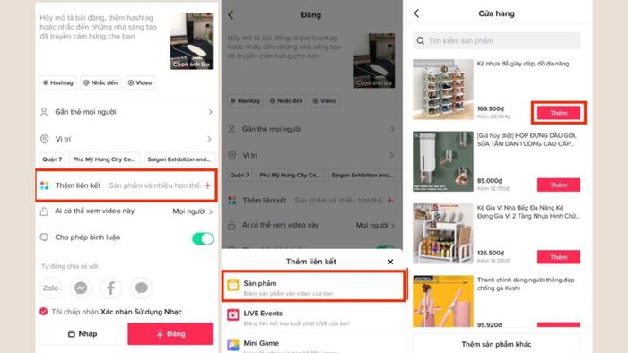 Hướng dẫn cách thêm link sản phẩm vào video TikTok, bước 2