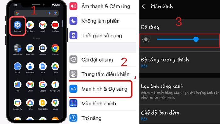 Cách điều chỉnh độ sáng màn hình điện thoại Android qua mục Cài đặt