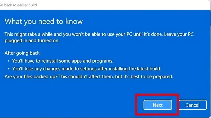 Hướng dẫn hạ Win 11 xuống Win 10 sau 10 ngày mà không mất dữ liệu bước 4