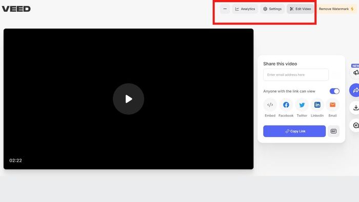 Cách sử dụng VEED để phát video bước 2