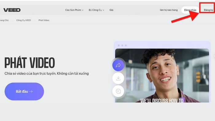 Hướng dẫn đăng ký tài khoản VEED bước 1