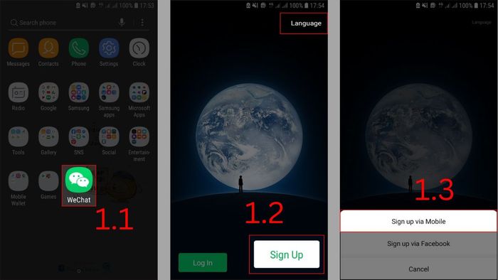 Hướng dẫn đăng ký tài khoản Wechat bước 1