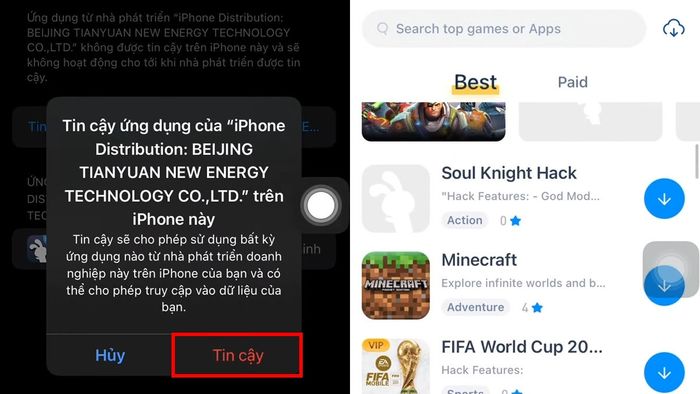 Hướng dẫn tải ứng dụng trên iPhone không cần ID Apple qua ứng dụng thứ ba, bước 4