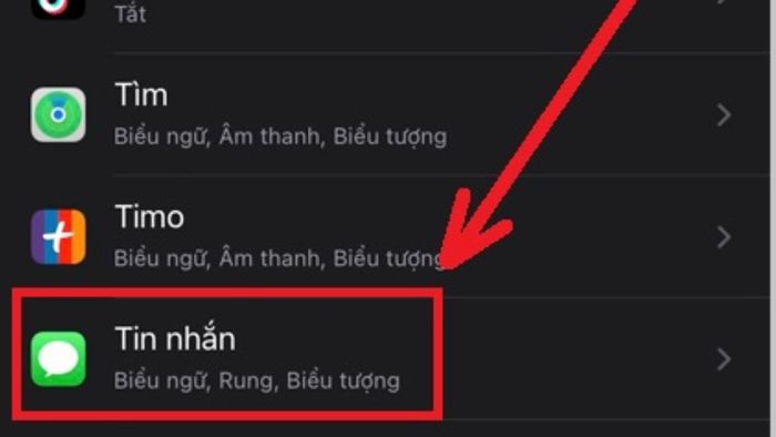 Hướng dẫn tắt thông báo iMessage trên iPhone – Bước 2