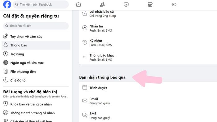 Hướng dẫn tắt thông báo Facebook trên PC – Bước 2