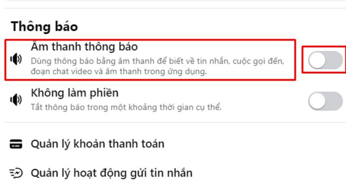 Hướng dẫn tắt thông báo Messenger trong ứng dụng – Bước 3