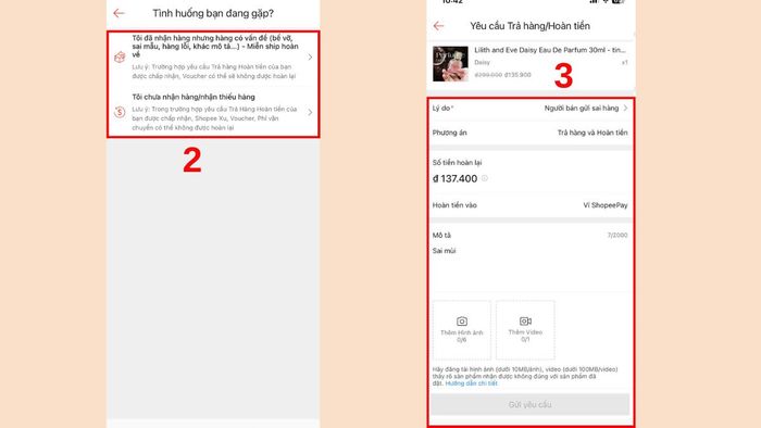 Quy trình trả hàng trên Shopee Mall trong nước sau khi nhận hàng bước 2